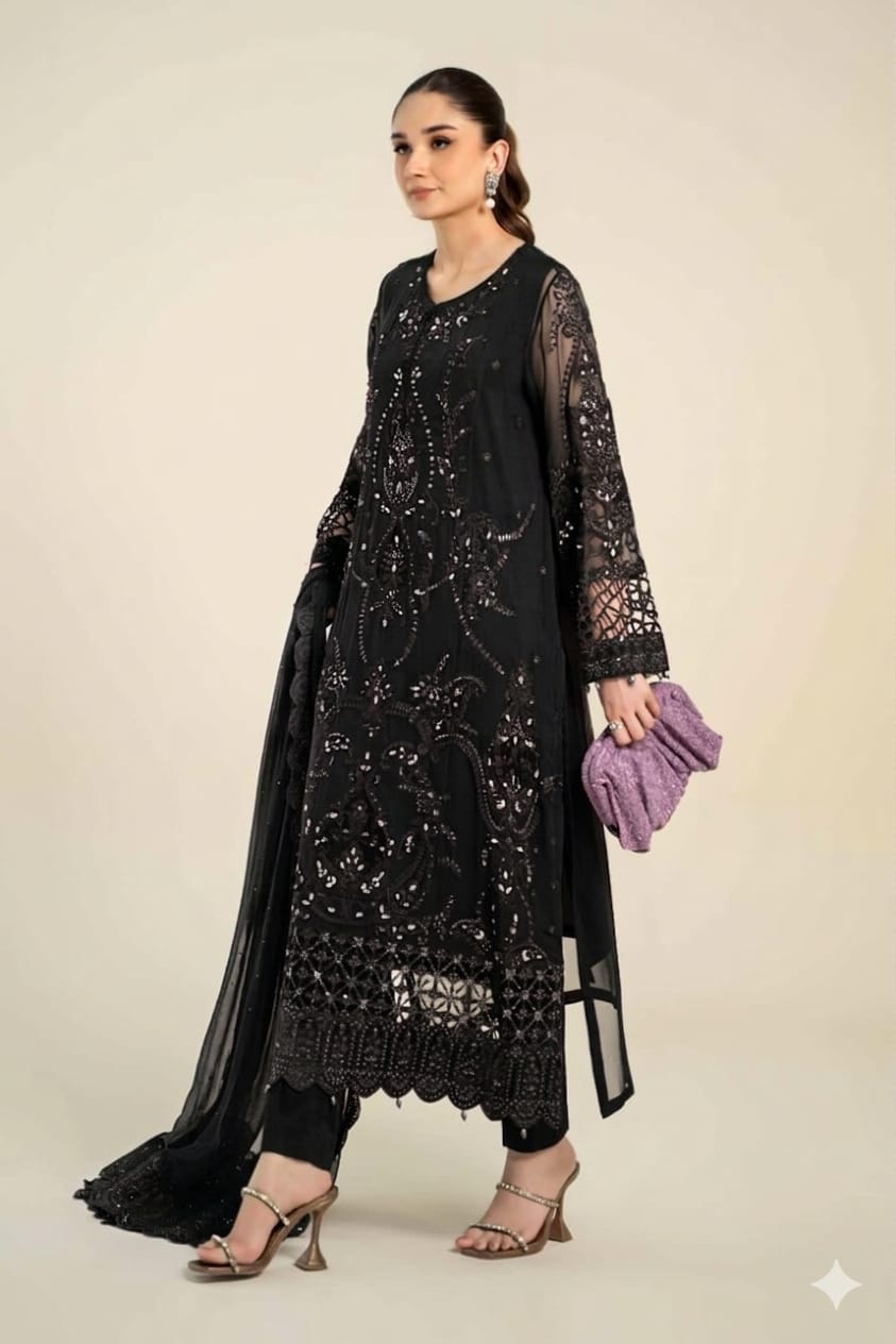 ELEGANT CHIFFON DRESS Black mb